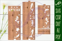 Mermaid personalized kids height chart in imperial Product Image 3