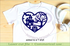 Haunted house Halloween heart laser cut wall sign Product Image 3