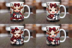 Mug Wrap Sublimation - christmas plaid baby highland cow Product Image 1