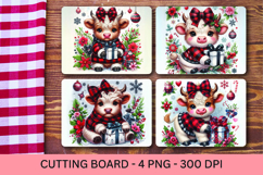 kitchen cutting board - christmas plaid baby highland cow Product Image 1