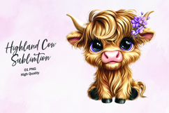 Highland Baby cow clipart sublimation png Product Image 1