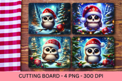 kitchen cutting board - owl santa hat christmas Product Image 1
