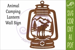 Camping Lantern Scene Moose Wall Sign Product Image 3
