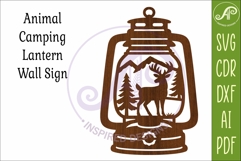 Camping Lantern Scene Deer Wall Sign Product Image 3