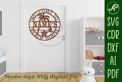 Palm Tree Beach House Name Sign SVG Personalized Coastal Product Image 3