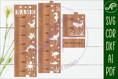 Ocean animals personalized kids height chart in Metric Product Image 3