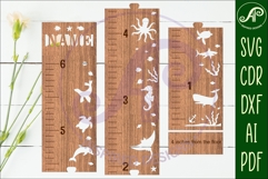 Ocean animals personalized kids height chart in Imperial Product Image 3