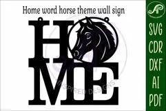 Home word with Horse theme wall art sign, SVG file. vector Product Image 3
