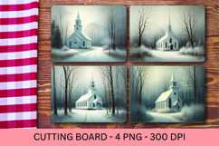 kitchen cutting board - white christmas church Product Image 1