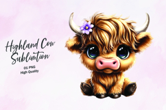 Highland Baby cow clipart sublimation png Product Image 1