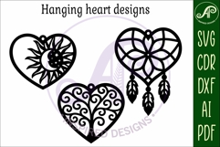 Hanging hearts wall sign, laser cut design 8 Product Image 3