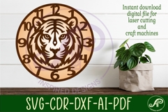 Tiger Clock SVG, Tiger Face Wall Clock Laser Cut File Product Image 3