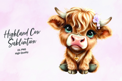 Highland Baby cow clipart sublimation png Product Image 1