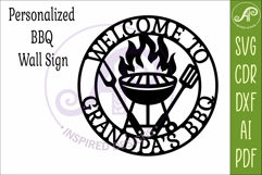 Welcome To Grandpa’s BBQ SVG. Grill Wall Sign Laser Cut Product Image 3