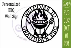 Welcome To Grandpa’s BBQ SVG. Grill Wall Sign Laser Cut Product Image 3