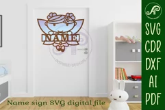 Cute fairy Name sign svg laser cut template, door or wall Product Image 3