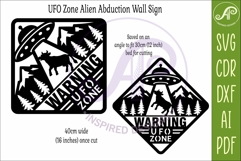 UFO Warning Sign SVG Cow Abduction Wall Art Laser Cut Fi Product Image 3