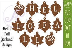 Hello Fall Garland SVG, Autumn Leaf Banner, Acorn Decor, Product Image 3