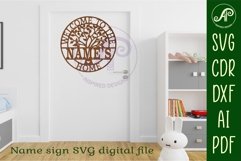 Welcome to the family home tree name wall art sign, SVG Product Image 3
