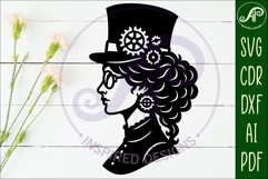 Steampunk Lady profile laser cut wall sign Product Image 3