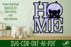 Home word with cat wall art sign, SVG file. vector Product Image 3