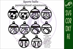 Sports ball Christmas Ornaments, 5designs SVG laser Product Image 3