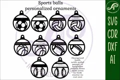 Sports ball Christmas Ornaments, 5designs SVG laser Product Image 3