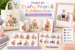 School Goose Clipart Bundle, Cute Back to School Goose PNG Product Image 2