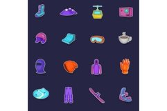 Snowboarding icons set vector sticker Product Image 1