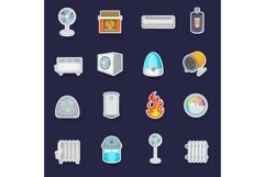 Heating cooling icons set vector sticker Product Image 1