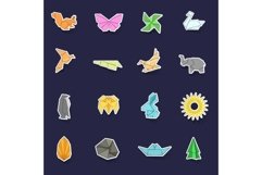 Origami icons set vector sticker Product Image 1