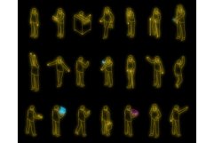 Grandfather icons set vector neon Product Image 1