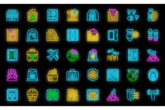 Bomb shelter icons set vector neon Product Image 1