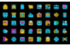 Hacker attack icons set vector neon Product Image 1