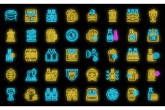Nonalcoholic beer icons set vector neon Product Image 1