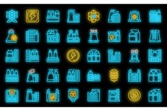 Nuclear power station icons set vector neon Product Image 1