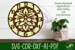 Green man Face clock wall clock laser cut file Product Image 3