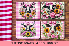kitchen cutting board - plaid cow with sunflowers Product Image 1