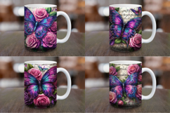 Mug Wrap Sublimation - floral rose butterfly Product Image 1