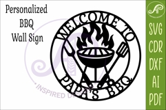 Welcome To Papa’s BBQ SVG. Grill Wall Sign Laser Cut Product Image 3
