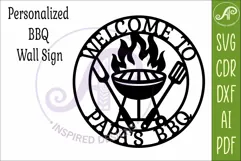 Welcome To Papa’s BBQ SVG. Grill Wall Sign Laser Cut Product Image 3