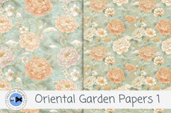 Oriental Garden Papers | Asian Floral Seamless Digital Paper Product Image 4