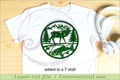 Elk and Trout, Hunting and fishing wall sign, SVG file. Product Image 3