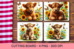 kitchen cutting board - floral highland cow Product Image 1