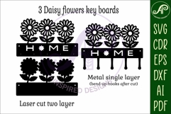 3 Daisies Key holder designs for wood and metal Product Image 3