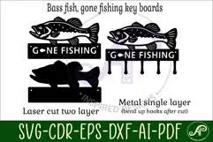 Gone fishing bass fish Key holder designs for wood and metal Product Image 3