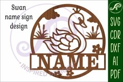 Swan name sign svg laser cut template Product Image 3