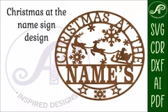 Santa Sleigh Christmas at the Name sign svg laser cut Product Image 3