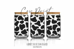 Cow Print SVG 16 oz Can Glass Wrap, Animal Print Svg, Product Image 1