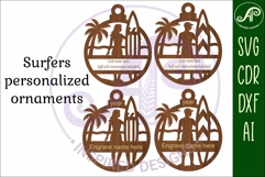 Surfer Christmas Ornament SVG Product Image 3